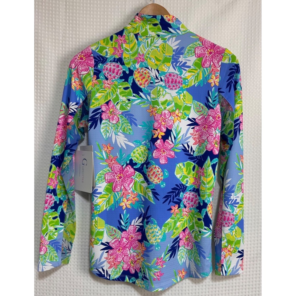 NWT G Lifestyle Tropical Long Sleeve Sun Protection Top Size XS Golf Tennis a1 - Picture 2 of 8
